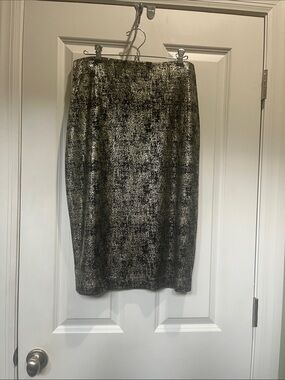 Alfani Metallic Black & Gold Pencil Skirt